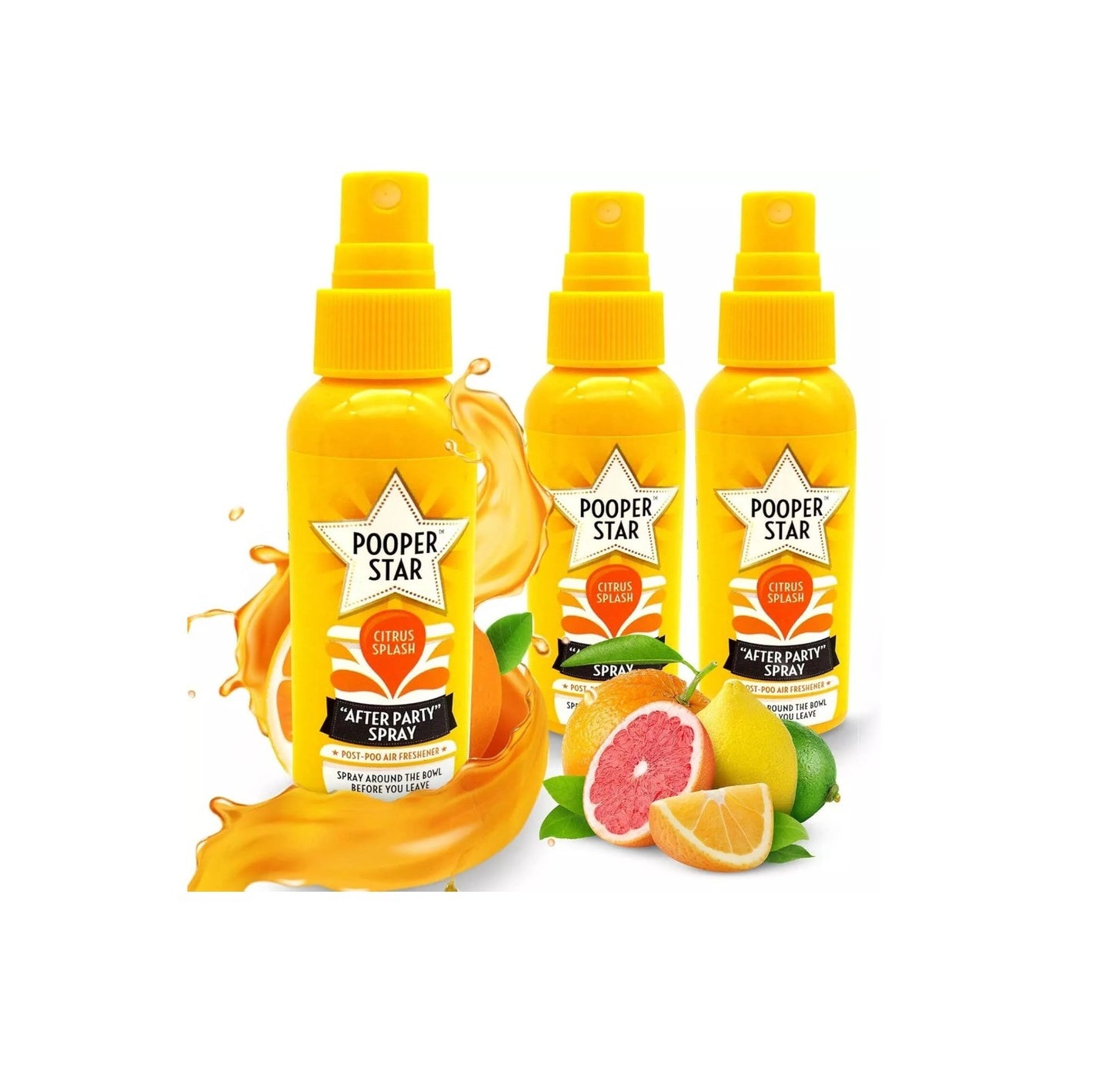 Pooper Star Toilet Spray 60ml Air Freshener Citrus or Fruity Flush Odour Remover