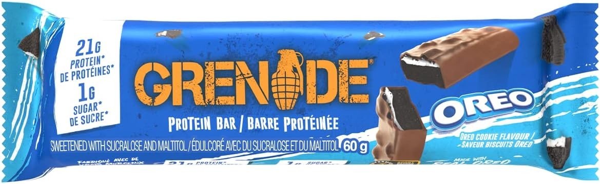 12x Grenade Protein Bars 60g High Protein Low Sugar Snack Oreo Bar 21g Protein