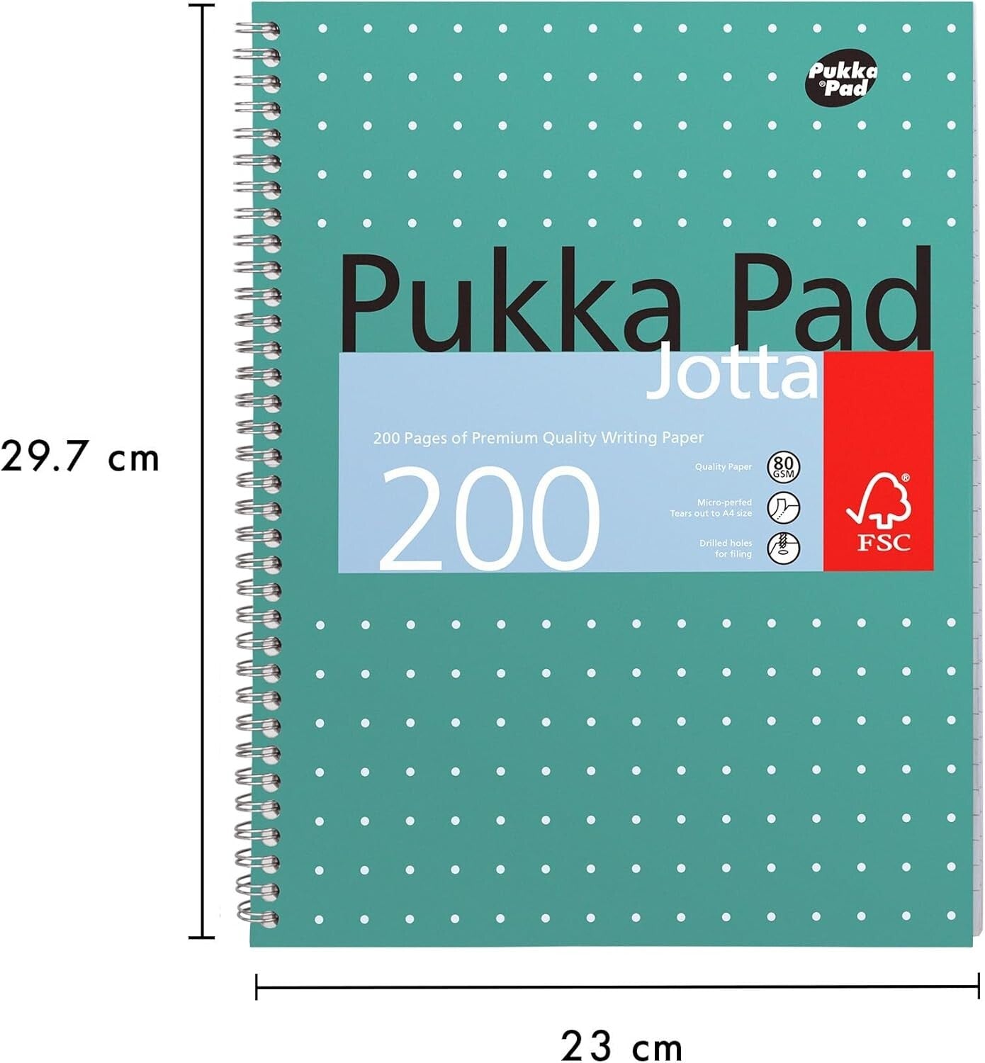 PACK of 6 Pukka Pad A4 Metallic Jotta Notebook 200 Pages Wirebound 8mm 80 GSM
