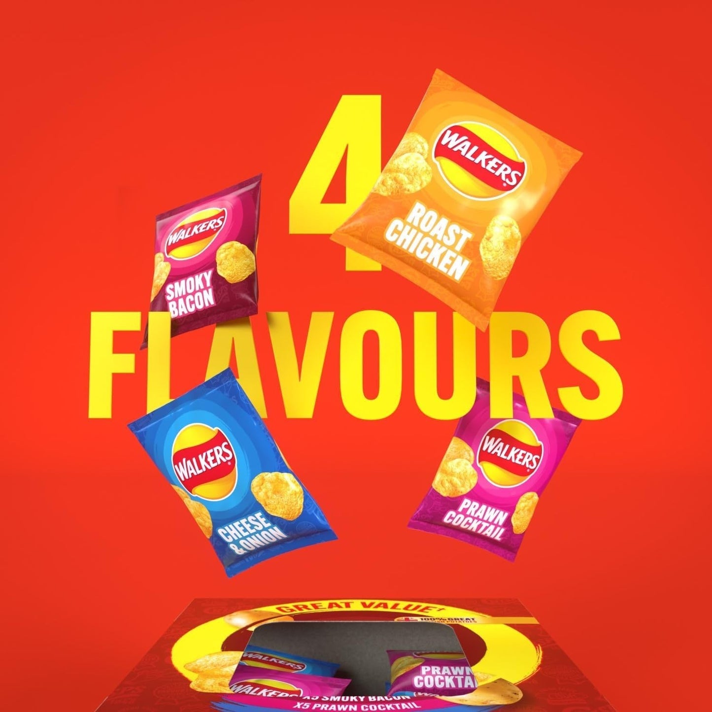 Walkers Meaty Variety Multipack Crisps Snack Box 20x25g Assorted Flavours