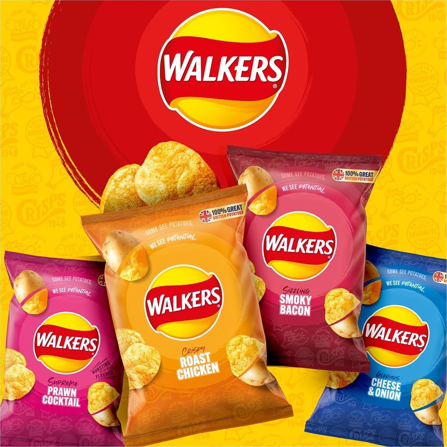 Walkers Meaty Variety Multipack Crisps Snack Box 20x25g Assorted Flavours