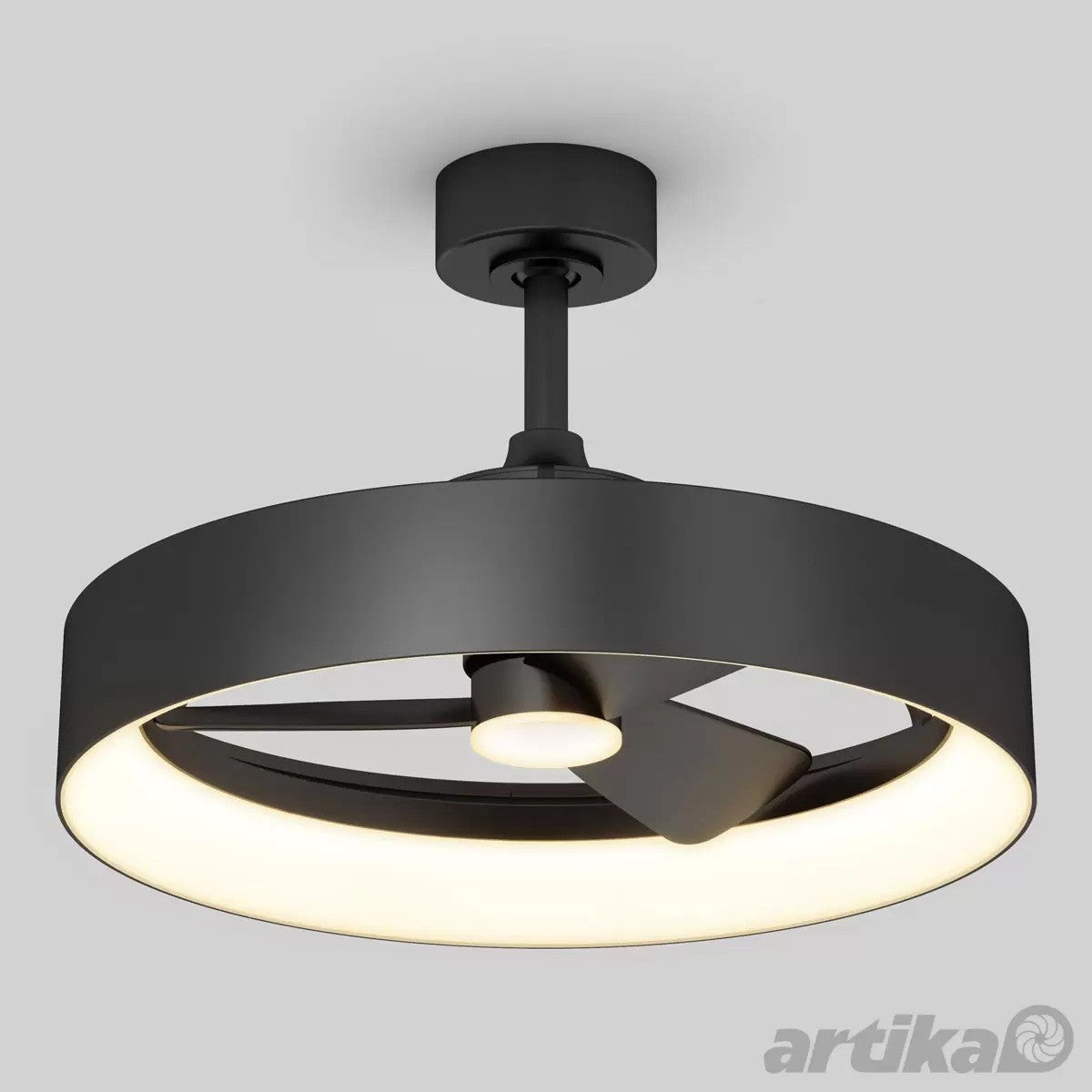 Artika Austin Black Ceiling Fan LED Remote Control Light Modern Silent Fandelier