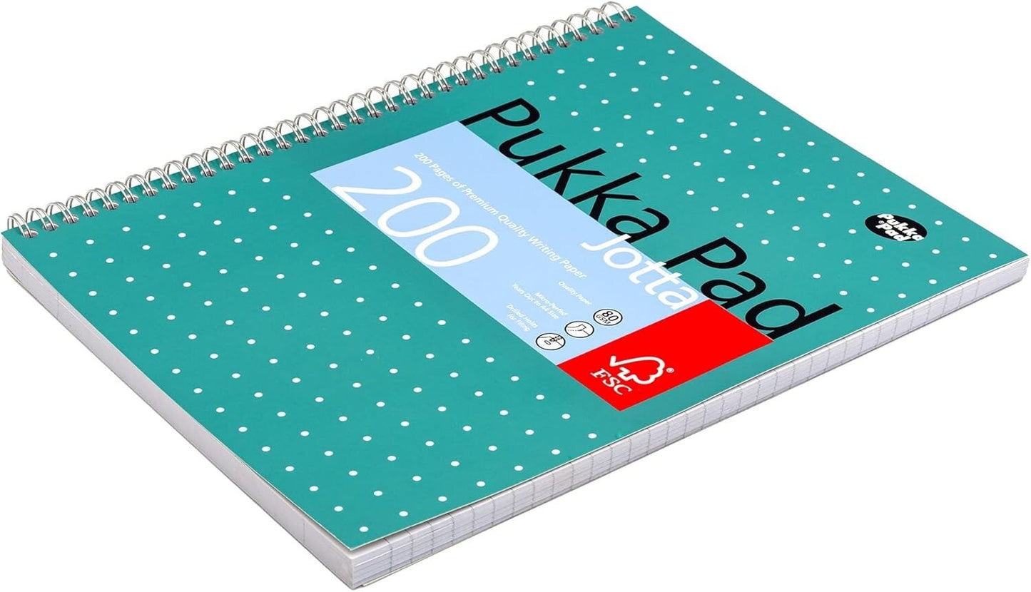 PACK of 6 Pukka Pad A4 Metallic Jotta Notebook 200 Pages Wirebound 8mm 80 GSM