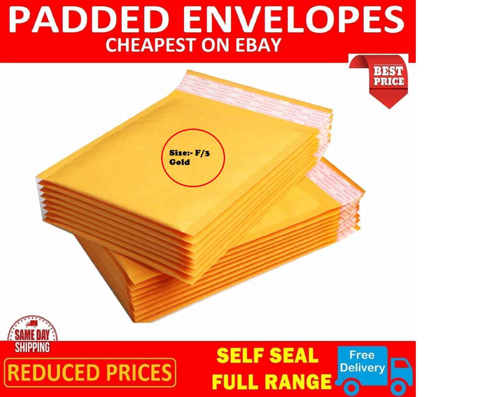 ORIGINAL FEATHERPOST PADDED BUBBLE ENVELOPES MAILER F3 GOLD / BROWN PACKING BAGS