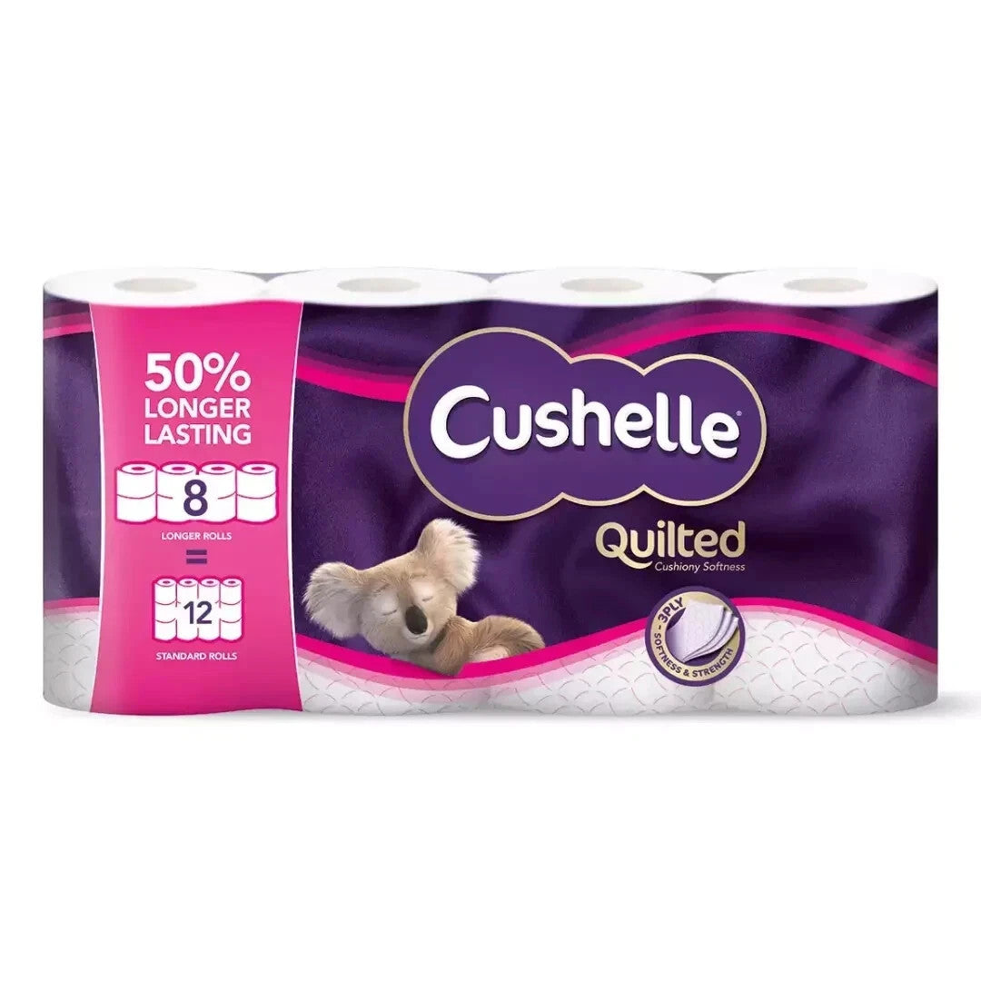 Cushelle 3 Ply Toilet Rolls 32 Pack Quilted Soft Longer Lasting Tissue UK FSC