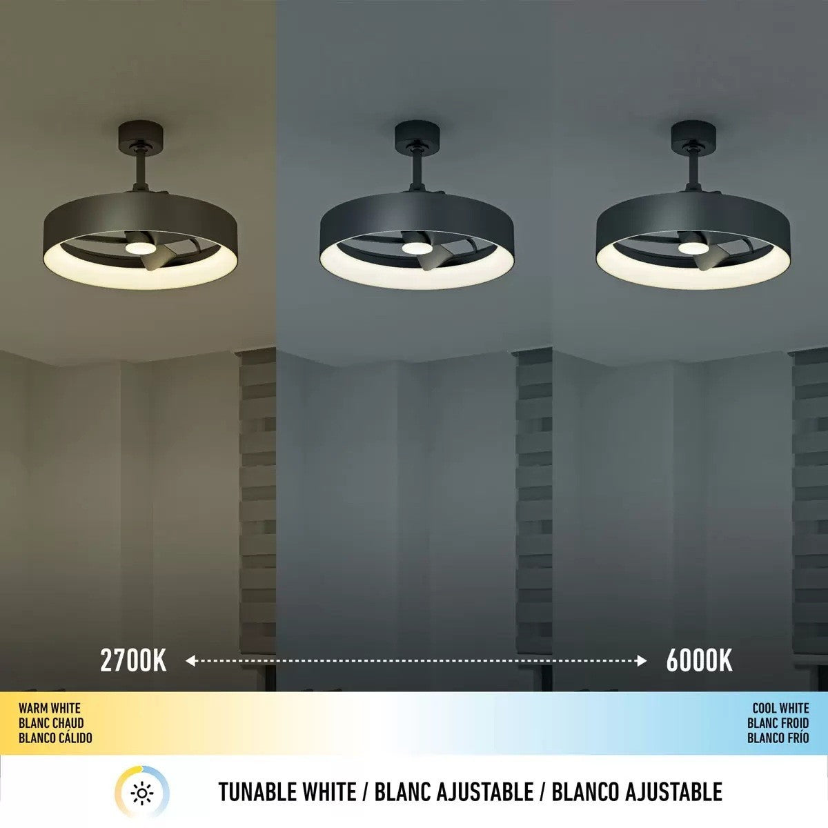 Artika Austin Black Ceiling Fan LED Remote Control Light Modern Silent Fandelier