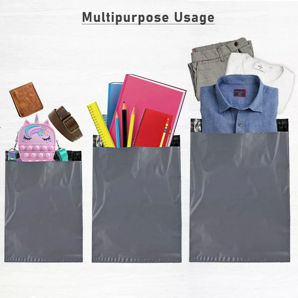 50 Grey Postal Mailing Bags 10x14 Inch 250x350mm Self Seal Postage Parcel Bags