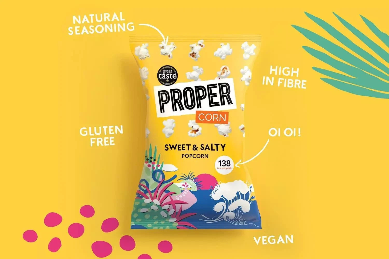 Propercorn Sweet & Salty Popcorn 32x14g Vegan Snack 65kcal Gluten Free Treat Box