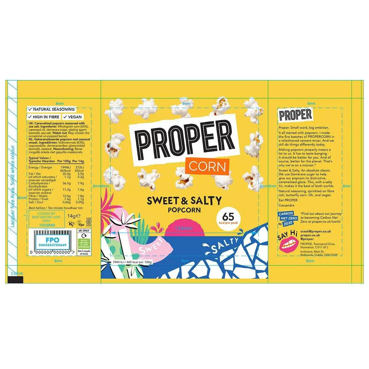 Propercorn Sweet & Salty Popcorn 32x14g Vegan Snack 65kcal Gluten Free Treat Box