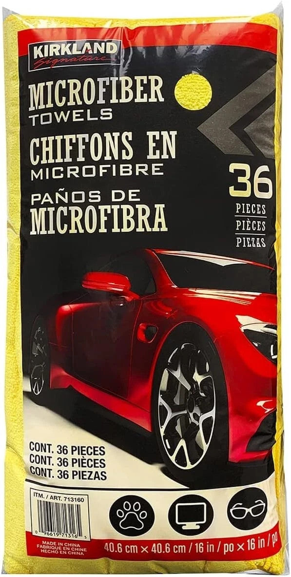 Kirkland Microfibre Car Cleaning Towels 36 Pack Ultra Plush 40cm Reusable Cloths