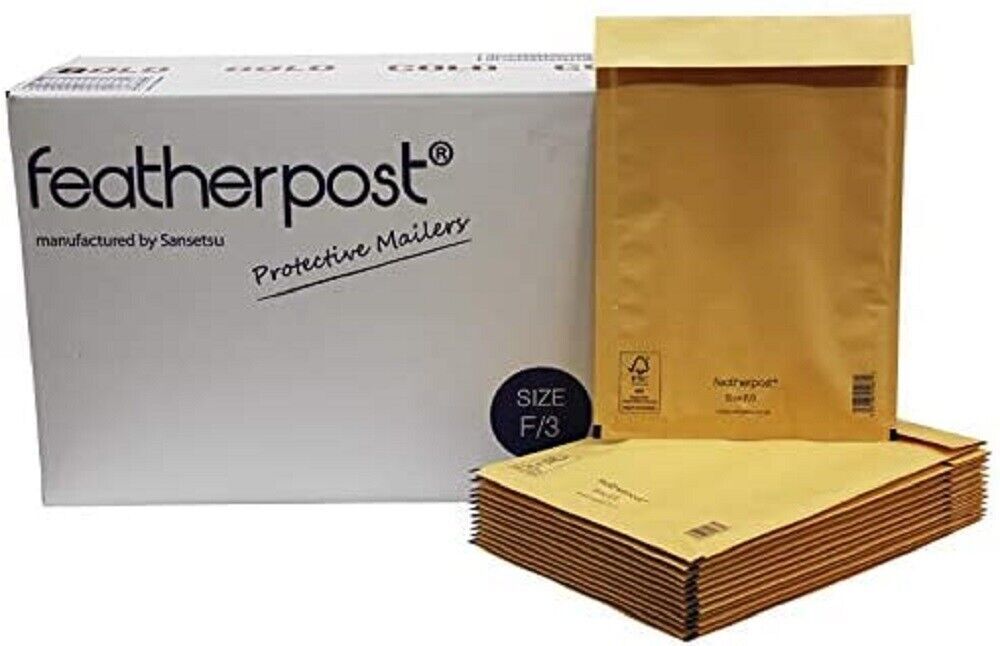 ORIGINAL FEATHERPOST PADDED BUBBLE ENVELOPES MAILER F3 GOLD / BROWN PACKING BAGS