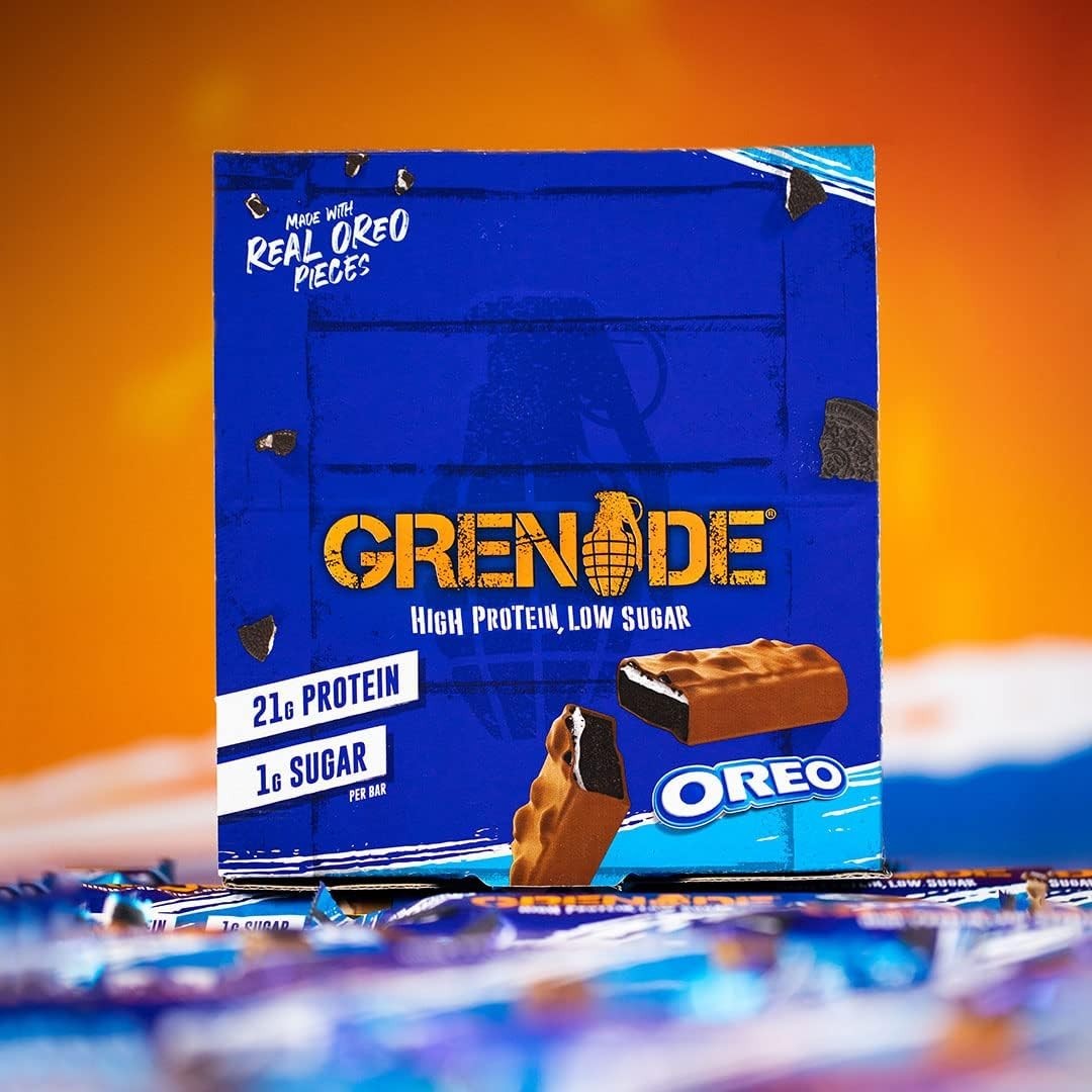 12x Grenade Protein Bars 60g High Protein Low Sugar Snack Oreo Bar 21g Protein
