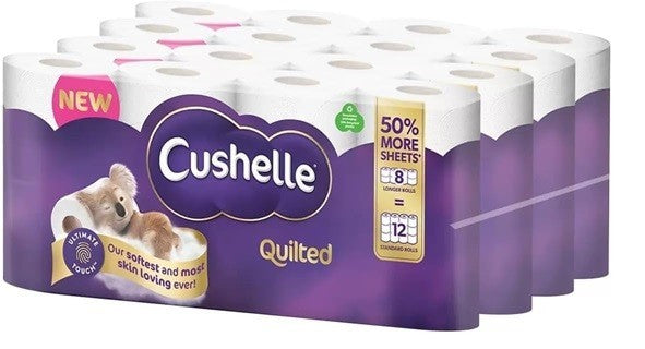 Cushelle 3 Ply Toilet Rolls 32 Pack Quilted Soft Longer Lasting Tissue UK FSC