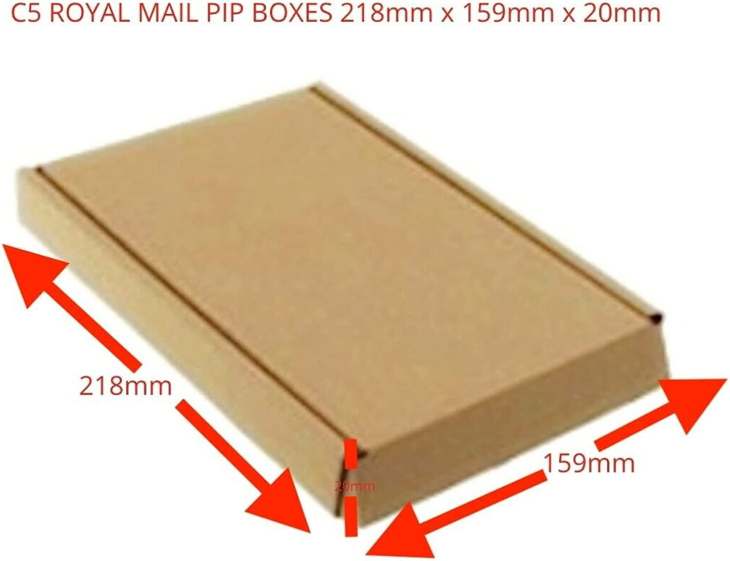 Large Letter Box Suitable for Royal Mail PIP Brown C5 22x16x2 cm Pack of 50 Box