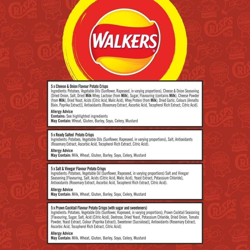 Walkers Classic Variety Crisps Multipack 20 x 25g l Assorted Flavours UK
