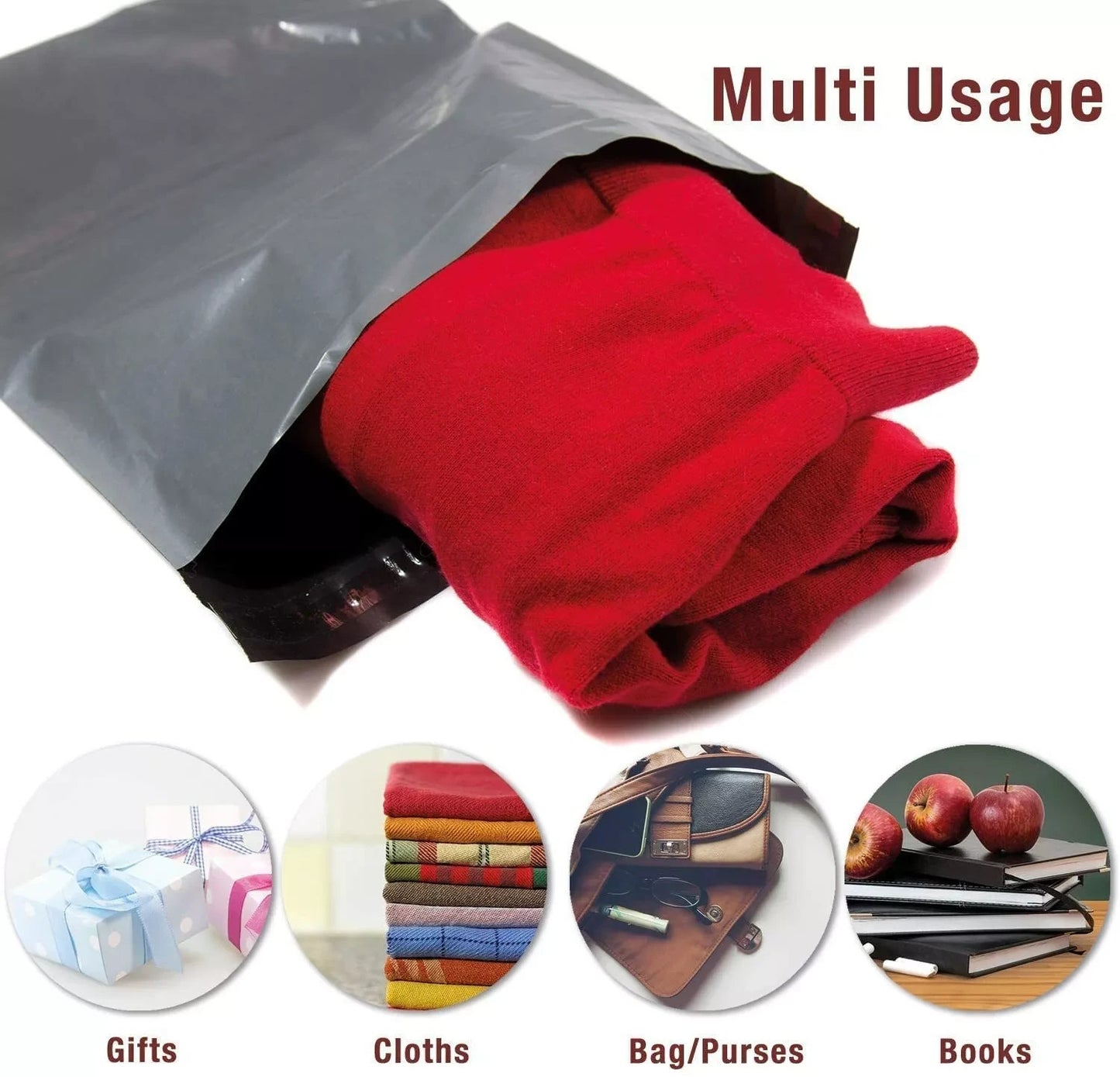 50 Grey Postal Mailing Bags 10x14 Inch 250x350mm Self Seal Postage Parcel Bags