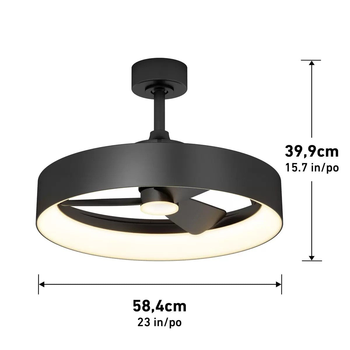 Artika Austin Black Ceiling Fan LED Remote Control Light Modern Silent Fandelier