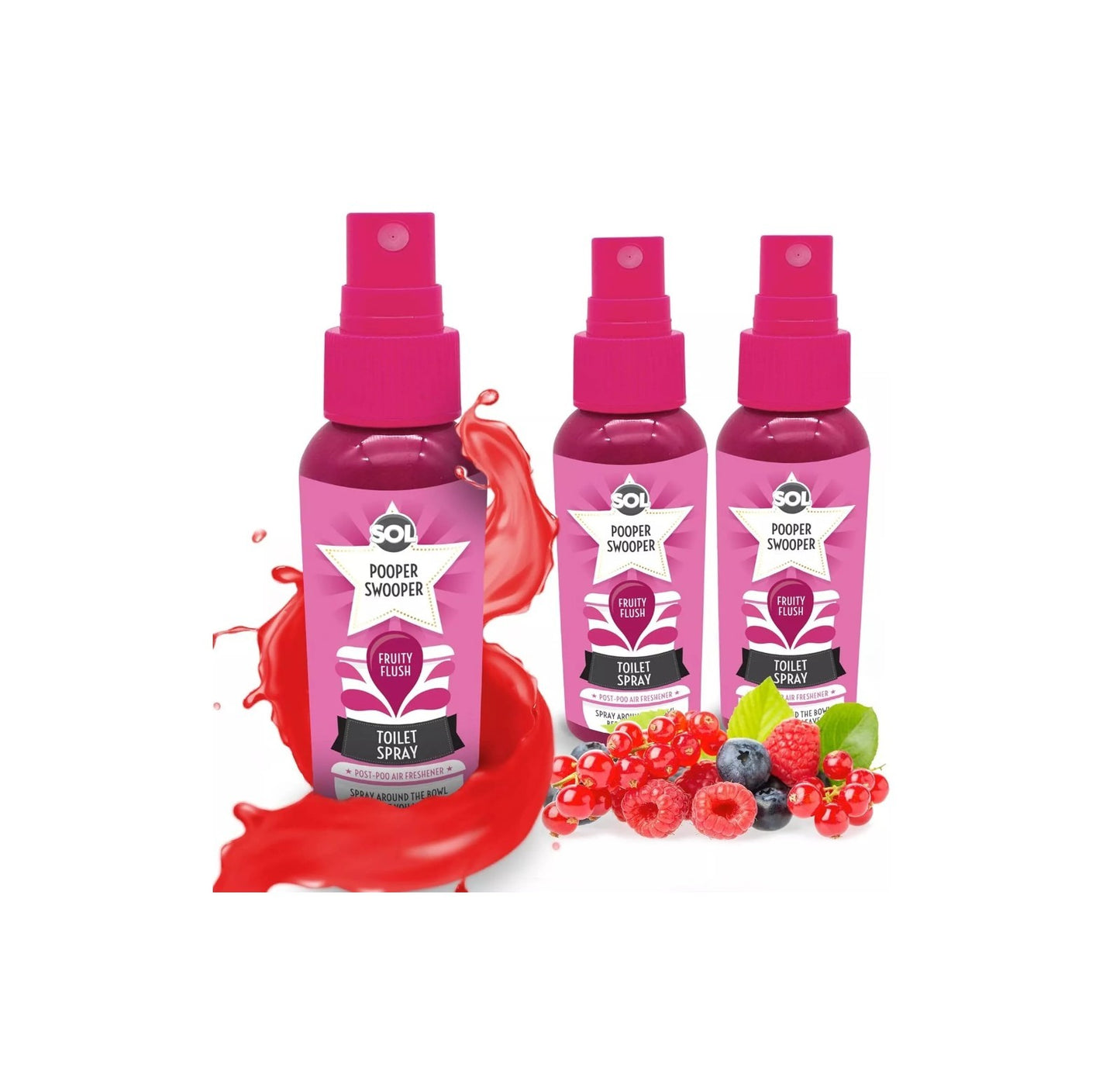 Pooper Star Toilet Spray 60ml Air Freshener Citrus or Fruity Flush Odour Remover