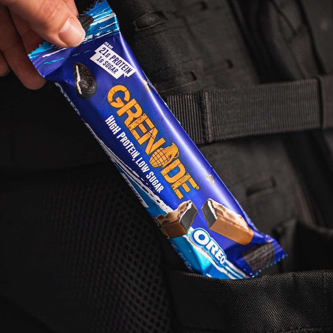12x Grenade Protein Bars 60g High Protein Low Sugar Snack Oreo Bar 21g Protein