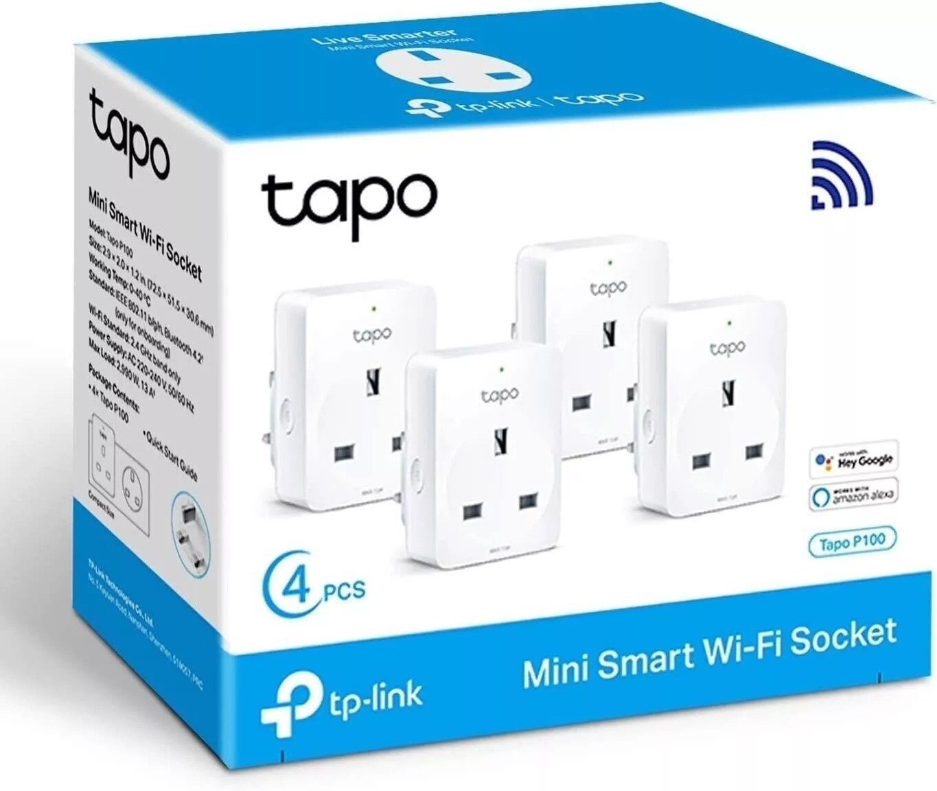 TP Link Tapo MiniSmart Plug WiFi Socket P100 4 Pack Works with Alexa Google Home