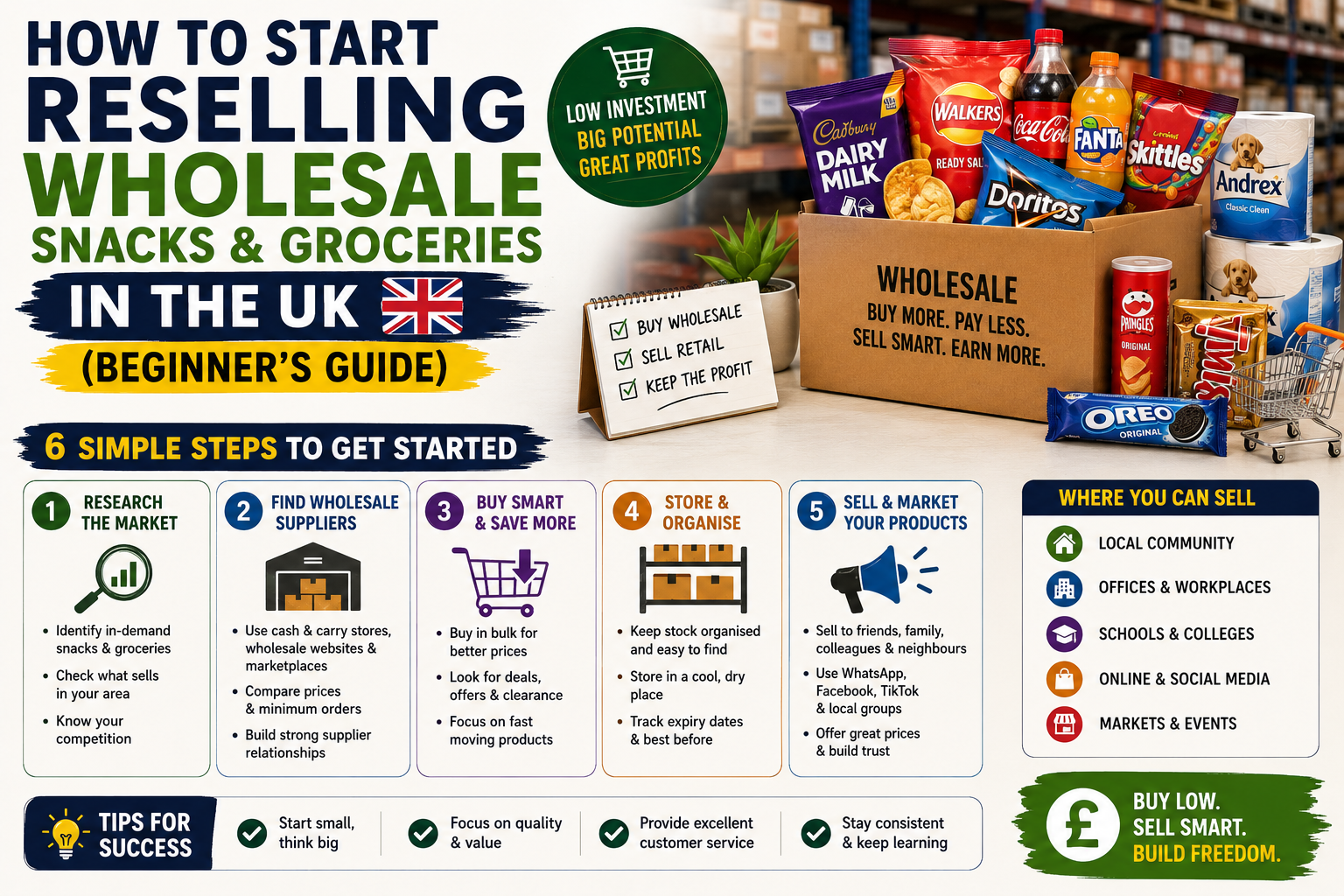 How to Start Reselling Wholesale Snacks and Groceries in the UK (Beginner's Guide)