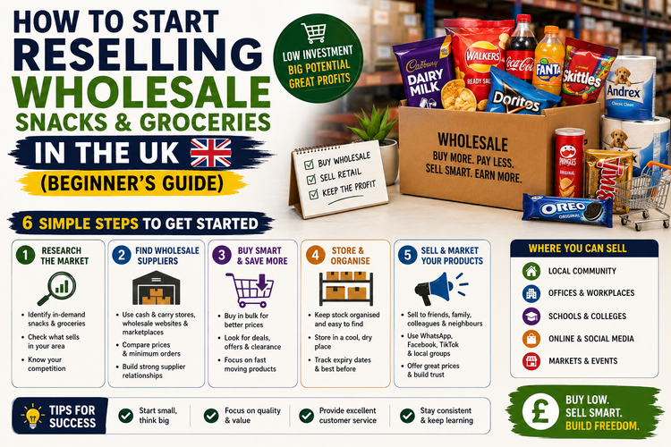 How to Start Reselling Wholesale Snacks and Groceries in the UK (Beginner's Guide)
