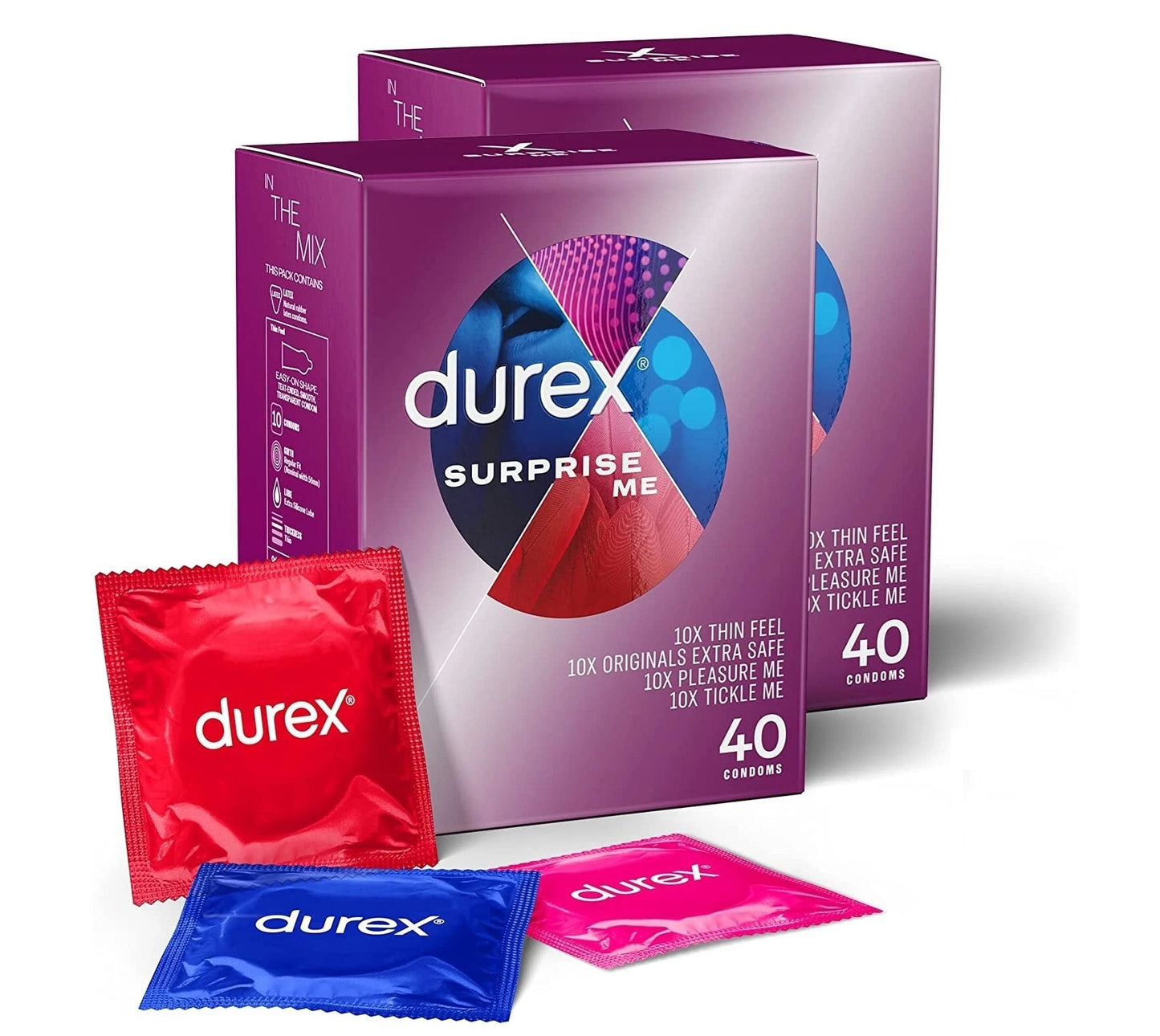 Durex Surprise Me Mixed Condoms Thin Thick Ribbed Dotted Condoms Pack of 80