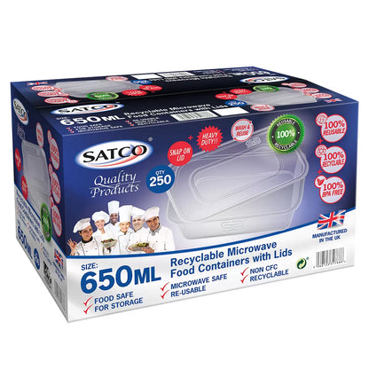 SATCO 650ml Food Containers With Lids 250 Pack
