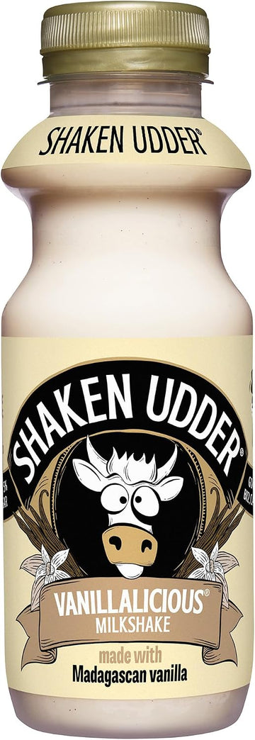 Shaken Udder Vanilla Milkshake,8 x 330ml,Made with Madagascan Vanilla,High in Calcium & Protein,Less Than 5% Added Sugar,Vegetarian & Gluten-Free