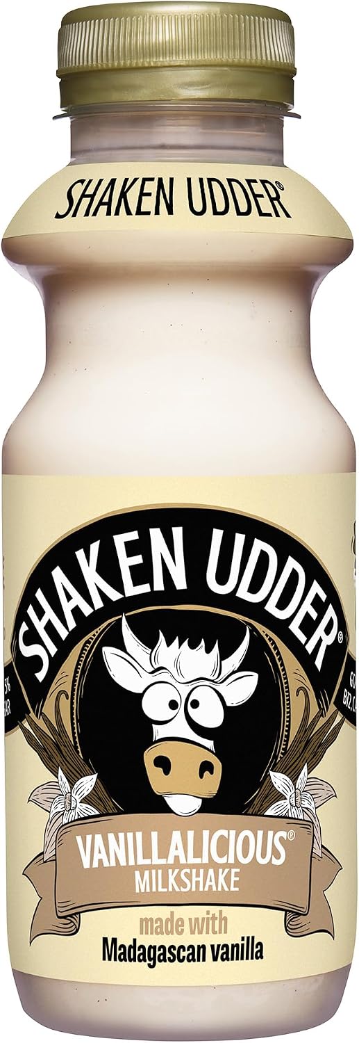 Shaken Udder Vanilla Milkshake,8 x 330ml,Made with Madagascan Vanilla,High in Calcium & Protein,Less Than 5% Added Sugar,Vegetarian & Gluten-Free