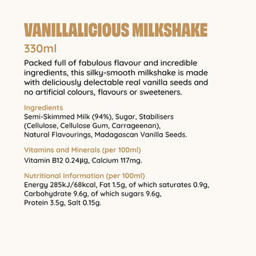 Shaken Udder Vanilla Milkshake,8 x 330ml,Made with Madagascan Vanilla,High in Calcium & Protein,Less Than 5% Added Sugar,Vegetarian & Gluten-Free