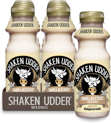 Shaken Udder Vanilla Milkshake,8 x 330ml,Made with Madagascan Vanilla,High in Calcium & Protein,Less Than 5% Added Sugar,Vegetarian & Gluten-Free