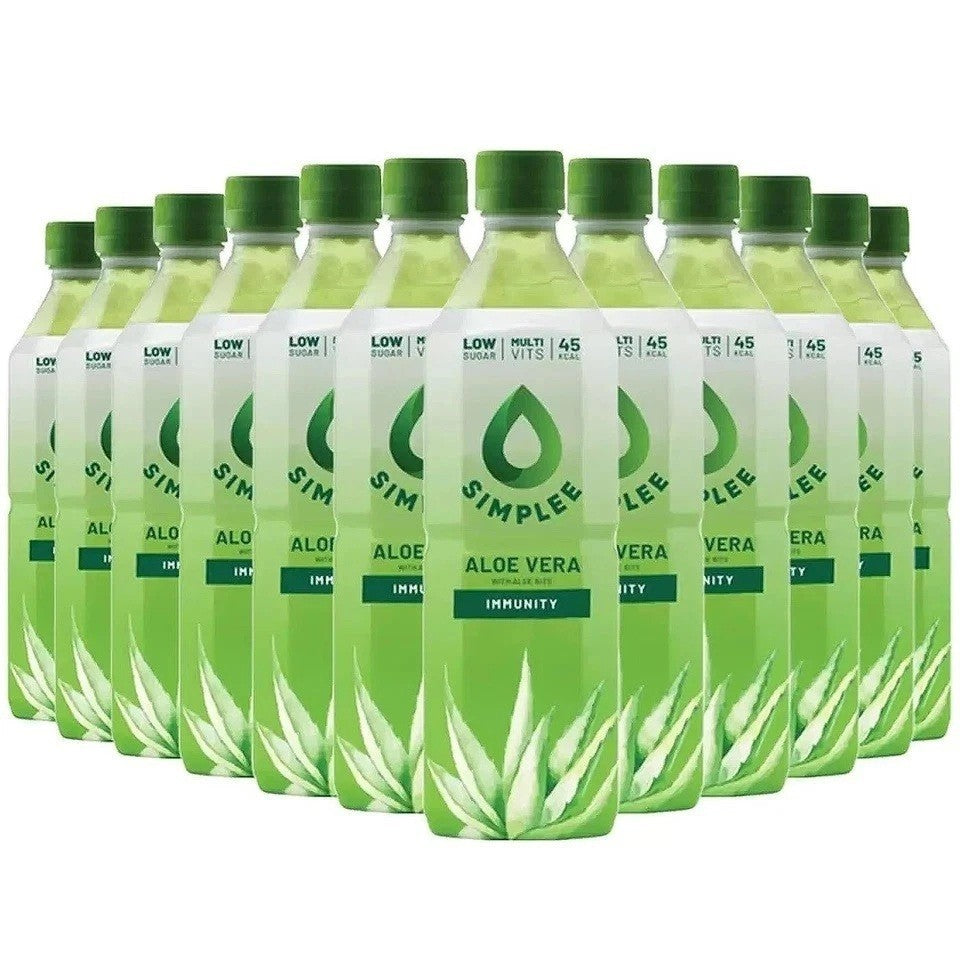 Simplee Aloe Vera Drink With Bits Low Sugar Multi Vitamin 12 x 500 ml Bottles UK