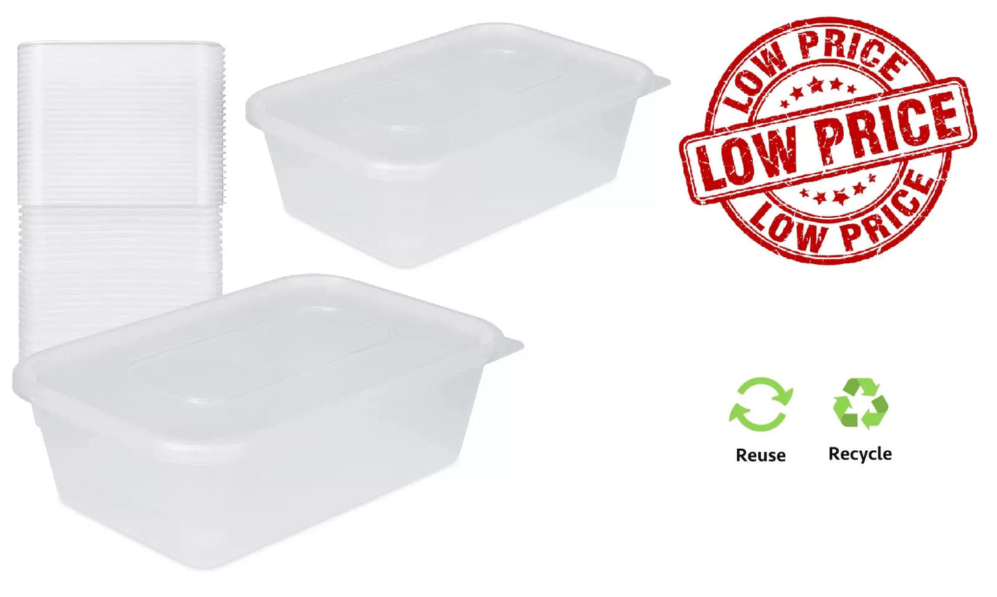 SATCO Clear Plastic Food Containers With Lids 650 ml Reusable 250 Pack Microwave