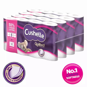 Cushelle 3 Ply Toilet Rolls 32 Pack Quilted Soft Longer Lasting Tissue UK FSC
