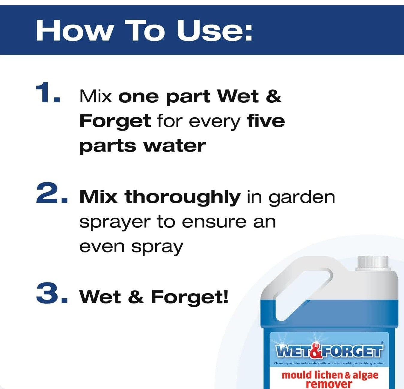 Wet & Forget 5L Outdoor Cleaner | Mould Algae Lichen Remover No Scrub Biocide UK