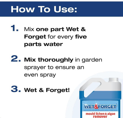 Wet & Forget 5L Outdoor Cleaner | Mould Algae Lichen Remover No Scrub Biocide UK