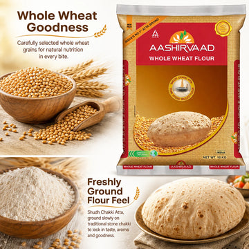 Aashirvaad Chakki Atta 10kg, Whole Wheat Flour, Shudh Chakki Atta Stone Milled