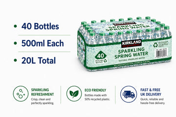 Kirkland Signature Sparkling Spring Water 40 x 500ml Bottles 20L Pack