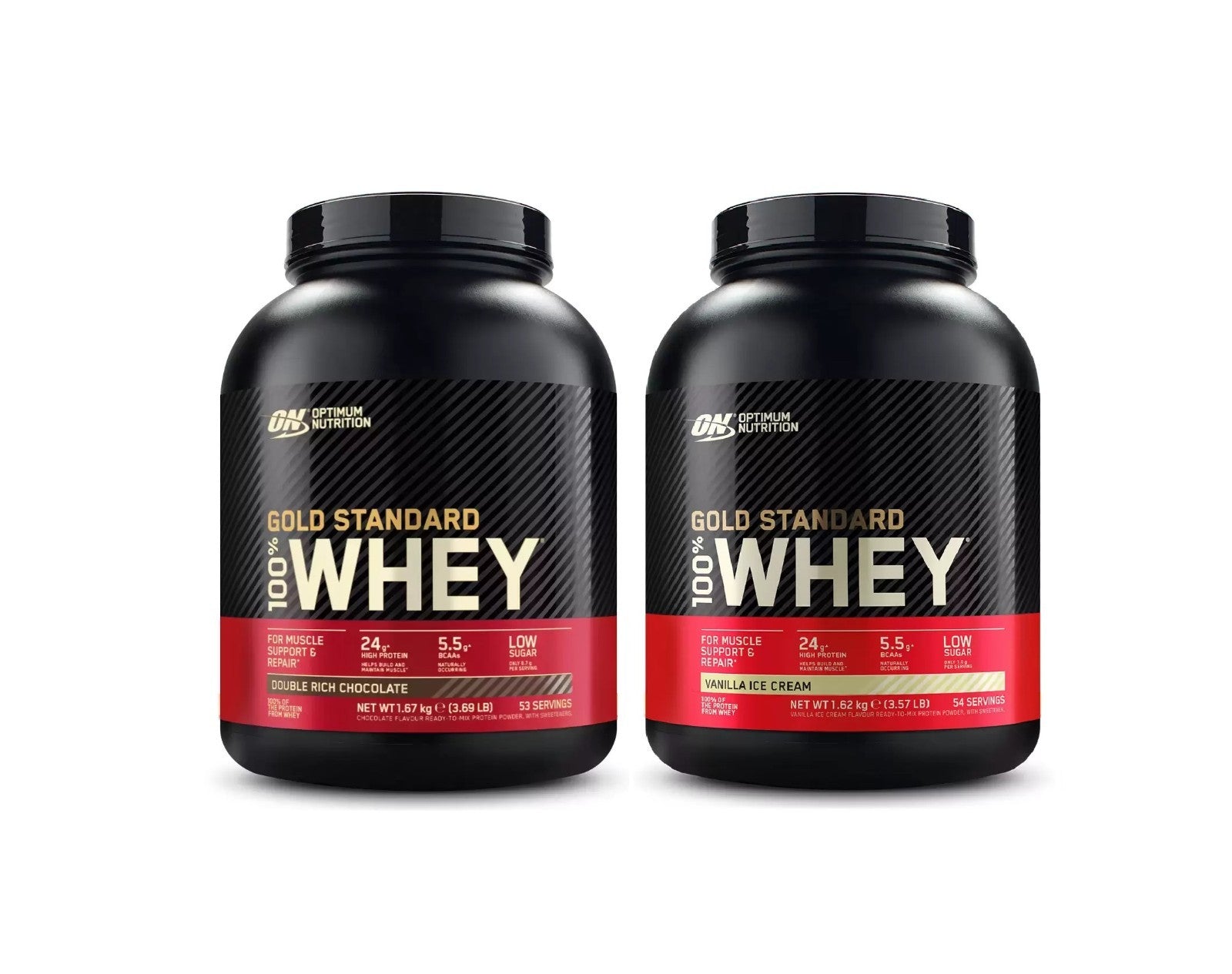 Whey Chocolate and Vanilla Protein Powder Optimum Nutrition Gold Standard 100%