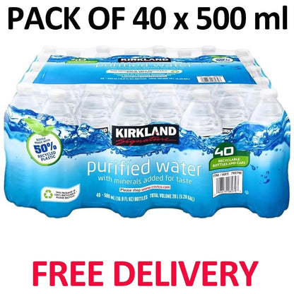 Bulk Kirkland Spring Still Bottled Water 40 x 500ml Water Multipack, Fresh Water