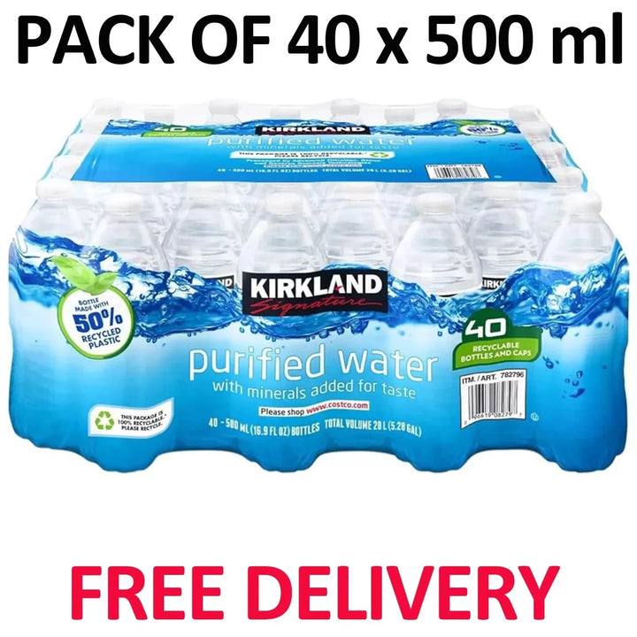 Bulk Kirkland Spring Still Bottled Water 40 x 500ml Water Multipack, Fresh Water