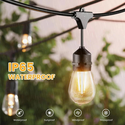 Feit 48ft (14.6m) Heavy Duty LED Waterproof String Lights Set With 26 Bulbs New