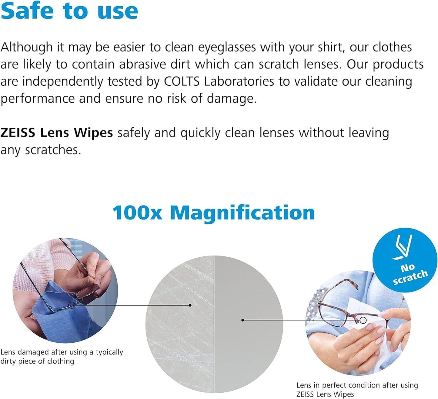ZEISS Lens Cleaning Wipes 250 Pack Streak Free Pre Moistened Individually Wrap