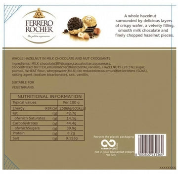 Ferrero Rocher 48 Piece Chocolate Gift Box 600g Milk Chocolate Hazelnut Pralines