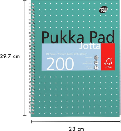 PACK of 6 Pukka Pad A4 Metallic Jotta Notebook 200 Pages Wirebound 8mm 80 GSM