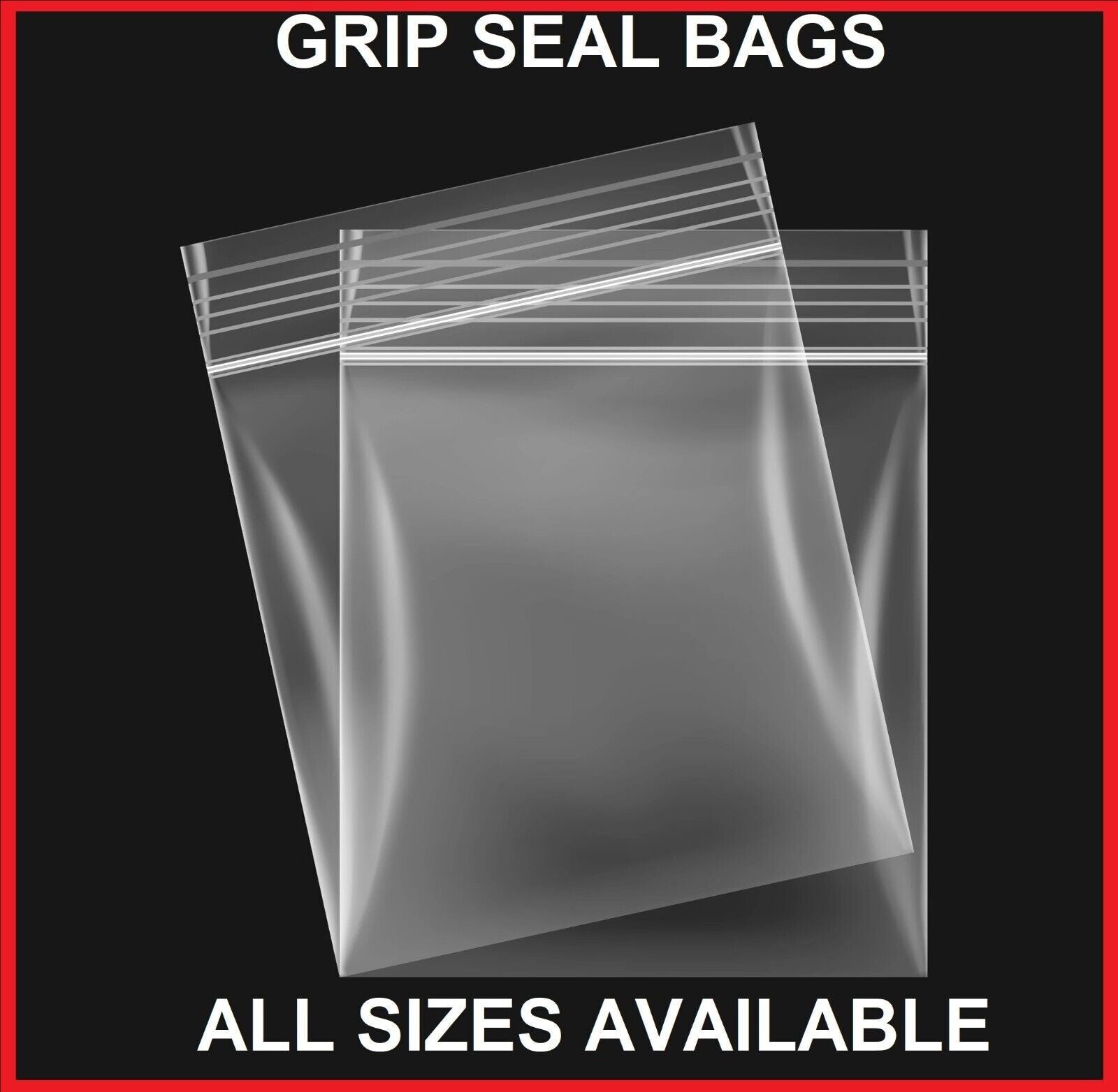 Grip Seal Bags Self Resealable Clear Polythene Poly Plastic Zip Lock All Sizes