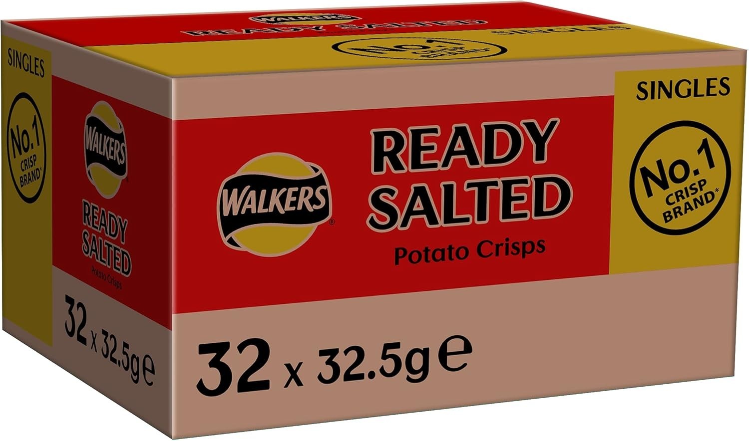 Walkers Ready Salted Crisps 32.5g x 32 Pack Full Case  British Classic Snack