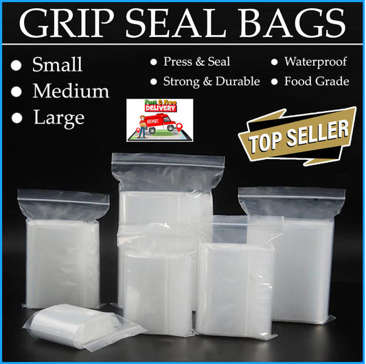 Grip Seal Bags Self Resealable Clear Polythene Poly Plastic Zip Lock All Sizes