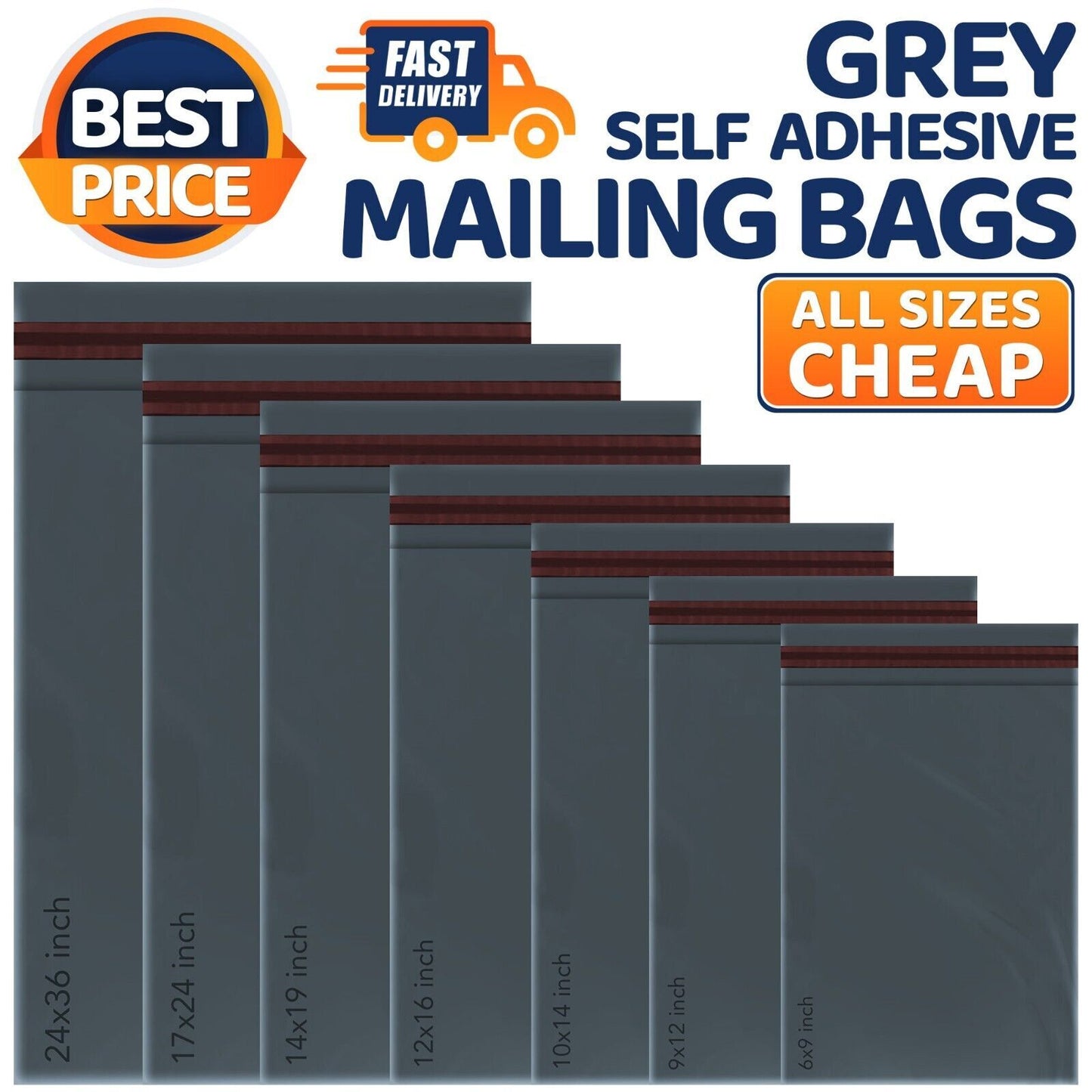 GREY MAILING STRONG POLY POSTAL POSTAGE SELF SEAL ALL SIZE BAGS FAST DELIVERY UK